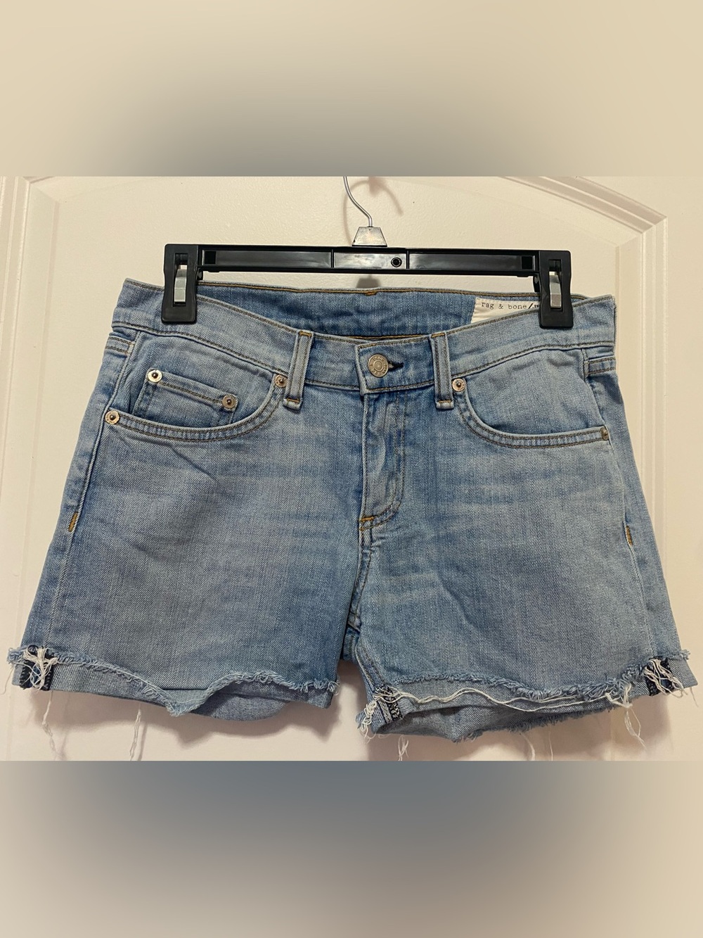 rag & bone Light Wash Distressed Denim Boyfriend Shorts